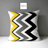 Decorative Yellow Chevron Pillow Cover, Modern Outdoor Pillow Cover, Black White & Grey, Sunflower Yellow Sunbrella Cushion Cover, Mazizmuse