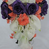 Purple and Coral Wedding Bouquet, Purple Wedding Bouquet, Coral Wedding Bouquet, Crystal, Bling Bouquet, Calla Lily Bouquet