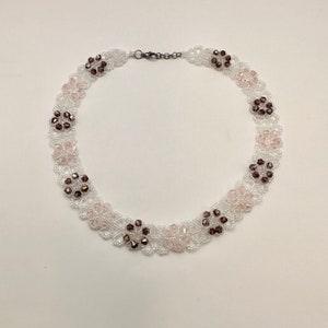 Shimmery crystal flower beaded necklace
