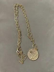 Birth Month Flower Disc Coin Circle Pendant Necklace January Carnation