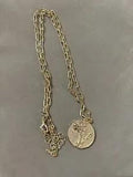 Birth Month Flower Disc Coin Circle Pendant Necklace January Carnation