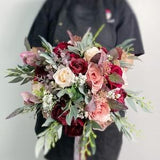 Burgundy & Dusty rose, blush, Wedding Bouquets, Bridal bridesmaid, Boho Bouquets, beach wedding, baby??s breath, baby??s eucalyptus