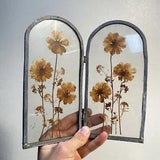 VTG Unique Hinged Arched Metal Glass Pressed Dried Flowers Standing Suncatcher