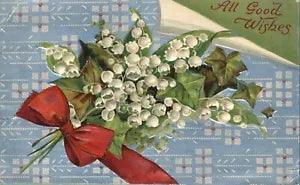 All Good Wishes Lily of the Valley Embossed 1910 Postcard