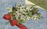 All Good Wishes Lily of the Valley Embossed 1910 Postcard