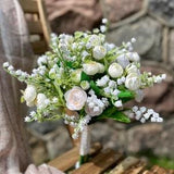 Wedding Bouquet, Bridal Bouquet, Lily of the Valley Bouquet, Ranunculus Bouquet, White Bouquet, Cream Bouquet, Wedding Flower, Silk Flower