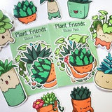 Plant Friends Sticker Pack  - Kawaii Succulent Stickers - Cute Waterproof Vinyl Sticker Set