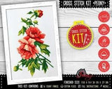 Peony bouquet cross stitch kit - Flowers embroidery kit with counted patter