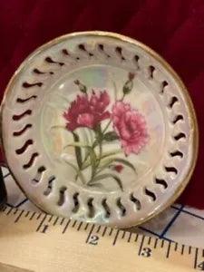 Porcelain Reticulated-Edged Trinket Dish w/ Birth Month Flower: Carnation