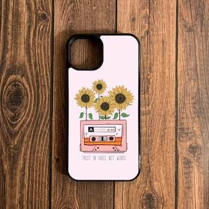 Sunflower and Cassette Phone Case Cover for iPhone 14 iPhone 13 iPhone 12 iPhone 11 iPhone XR Samsung S23 S21 S20 Retro Boho Phone Case