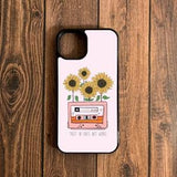 Sunflower and Cassette Phone Case Cover for iPhone 14 iPhone 13 iPhone 12 iPhone 11 iPhone XR Samsung S23 S21 S20 Retro Boho Phone Case