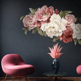 Peony Floral Wall Decal Watercolor Soft Flowers Wall Sticker Peel and Stick