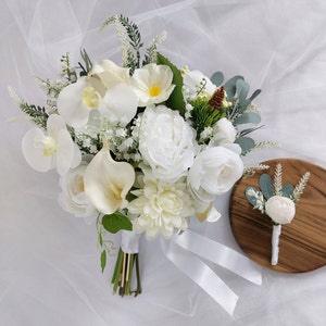 White-Green Bridal Bouquet,White Peony Bouquet,Classic Bridal Bouquet,Bridal bouquet, Bridal accessories,Wedding bouquet