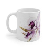 Orchid Flower Mug,  Purple and White mug, flower mug, orchids, spring mug, summer mug, gift for mom, gift for bestie