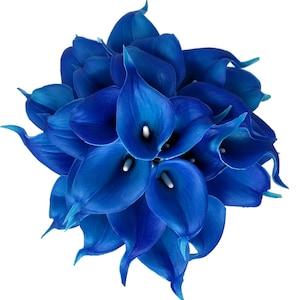 USA SELLER Pacific Blue Real Touch 18 pcs Artificial PU Calla lily flowers 14 inches