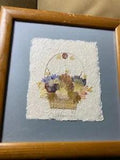 "Pressed Dried Flowers in Basket On Handmade Paper" Artwork #2 - Signed/Framed