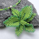 Orchid necklace Flower jewelry Green beaded necklace Floral necklace Pendant necklace Cottagecore jewelry Nature jewelry Unique gift for her