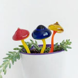 Glass Mushroom Figurine, Colourful Glass Mushrooms For Pots , Murano Mushroom Figurine, Glass Decoration For Plant Pots and Garden