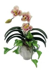 Dollhouse White Lily & Trailing Ivy in Pot Flower Ornament Garden Accessory