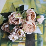 1pcs Peony Silk Artificial Flower Bouquet 8 head For Bride Home Wedding...