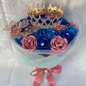 READY TO SHIP Ramo Buchon, Bling Eternal Rose Bouquet, Ribbon Rose Bouquet, Handmade Fake Flower Bouquet, Large Bouquet, Birthday Bouquet