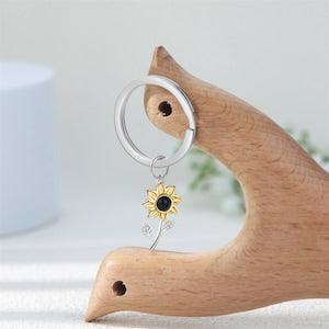 Personalized Photo Keychain,Sunflower Projection Keychain for Mom,Custom Picture Keychain,Photo Keychain,Birthday Gift,Gift for Mom