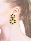 LELE SADOUGHI BLACK AND IVORY SUNFLOWER DROP EARRINGS