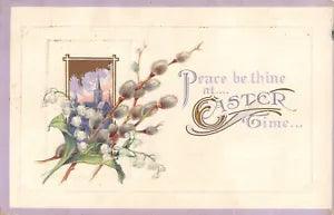 1923 Art Deco Easter PC-Church Scene by Lily of the Valley & Pussy Willows-603 C
