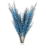 5Pcs 75CM Long Artificial Flower Winter Jasmine Folk Pip Berry Plant Dry Blue