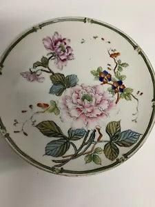 Vintage Nippon Hand Painted Enameled Pink Peony Flowers 7" Plate