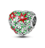 Love Heart Flower Charm Daisy Carnation Rose Mum Genuine  Sterling Silver 925