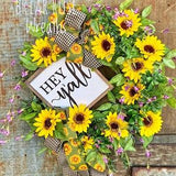 Hey Y??all Welcome Sunflower Wreath for Front Door, Handmade Southern  Home Decor, Sunflower Home Decor for Housewarming Gift,