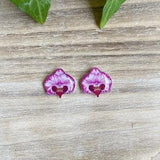 Orchid Stud Earring, Orchid Jewelry, Magenta Flower, Purple Orchid Plant, Resin Flower Earring, Floral Dangle Earring, Pink Orchid