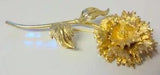 Vintage Signed Monet Gold Tone Flower Carnation Huge Big Large Pin Brooch
