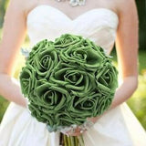 25-50 Pcs Foam Artificial Rose Heads Flowers W/Stem Wedding Bride Bouquet Decors/ Home Decor