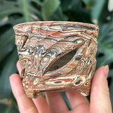 Unglazed Mini Red White Black Marbled Agateware Clay Terracotta Orchid Planter Pot with Holes