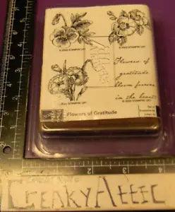 STAMPIN UP FLOWERS OF GRATITUDE 4 RUBBER STAMPS CARNATION PANSY ROSE CREAKYATTIC
