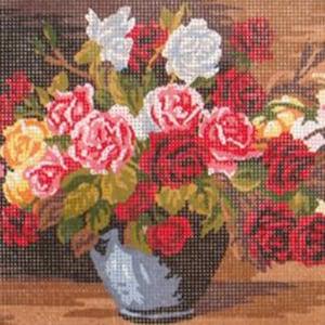 Rose Bouquet PRINTED CANVAS  for Needlepoint - Size Small (approx. 10" x 15.75" )