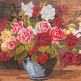 Rose Bouquet PRINTED CANVAS  for Needlepoint - Size Small (approx. 10" x 15.75" )