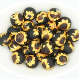 Sunflower *5 Bead Pack* | Silicone Print Bead | 15 mm | Floral Bead | DIY craft projects | non-toxic and washable beads