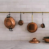 Unlacquered Solid Brass Kitchen Rack Organizer with Hanging Pot and Pan Hooks, brass hanging hook , kitchen hanging Rail