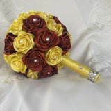 Handmade  Bouquet, Satin Ribbon Rose Bouquet, Floral Arrangement, Formal Bouquet, Bridal Bouquet, Prom Flowers, Quinceanera Bouquet
