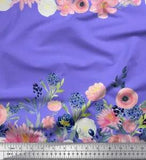 Soimoi Purple Cotton Poplin Fabric Ranunculus & Chrysanthemum Floral-Ep2