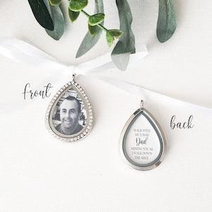 DIY Silver, Gold OR Rose Gold Tear Drop / Teardrop Blank Rhinestone Wedding Bouquet Photo Memory Charm Bridal Party Gift Keepsake Momento
