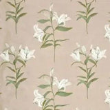SANDERSON  CURTAIN FABRIC DESIGN "White Lilies" 3.5 METRES LINEN/GREEN 100% SILK