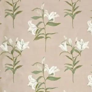 SANDERSON  CURTAIN FABRIC DESIGN "White Lilies" 3 METRES LINEN/GREEN 100% SILK