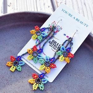 Boho Beaded Earrings, Flowers on a Vine Earrings, Dainty Colorful Earrings, Native American Beaded Earrings, Boho Chic, Seed Bead Earrings