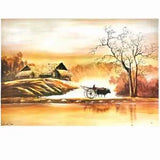 Painting Wall oil painting Thai country side Farmer Lifestyle 20???x30??? Inch Art A