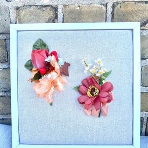 Vintage Faux Flower Corsages // Garden Flower Gathered Flower Muted Colours Dusty Rose Strawberry