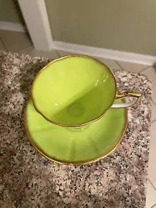 State of Ohio green CARNATION Footed Cup & Saucer AMERICAN STATE FLOWER SERIES